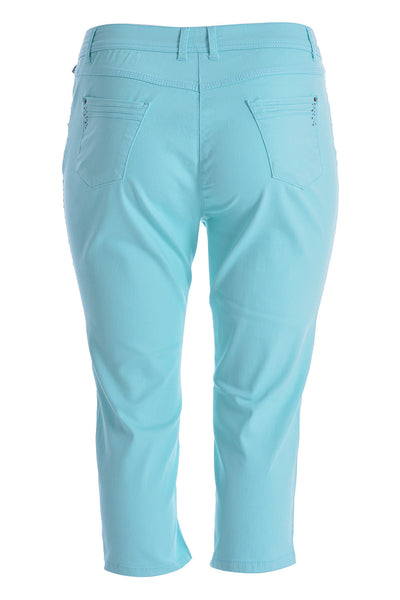 Pantalon trei sferturi 3/4 marime mare  Rebecca - turcoaz