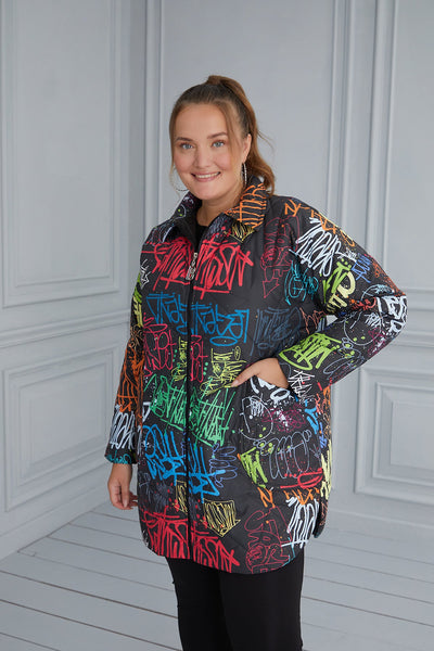 Geaca marime mare cu imprimeu multicolor