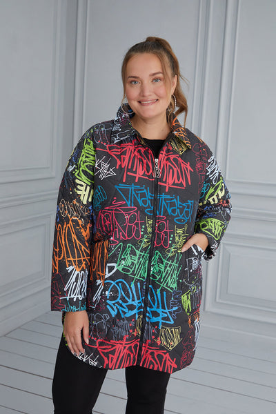 Geaca marime mare cu imprimeu multicolor