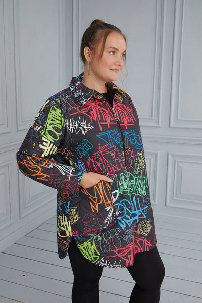 Geaca marime mare cu imprimeu multicolor
