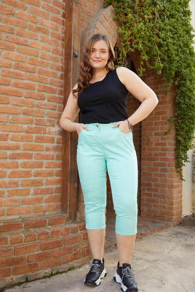 Pantalon Rebecca marime mare 7/8 - menta