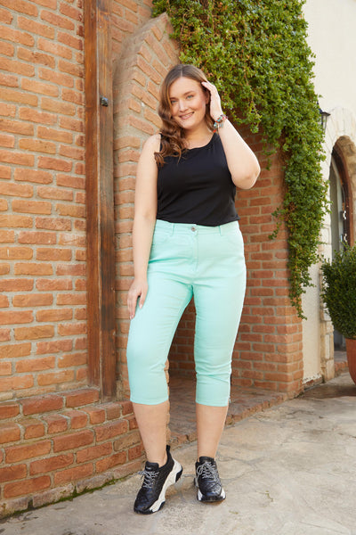 Pantalon Rebecca marime mare 7/8 - menta