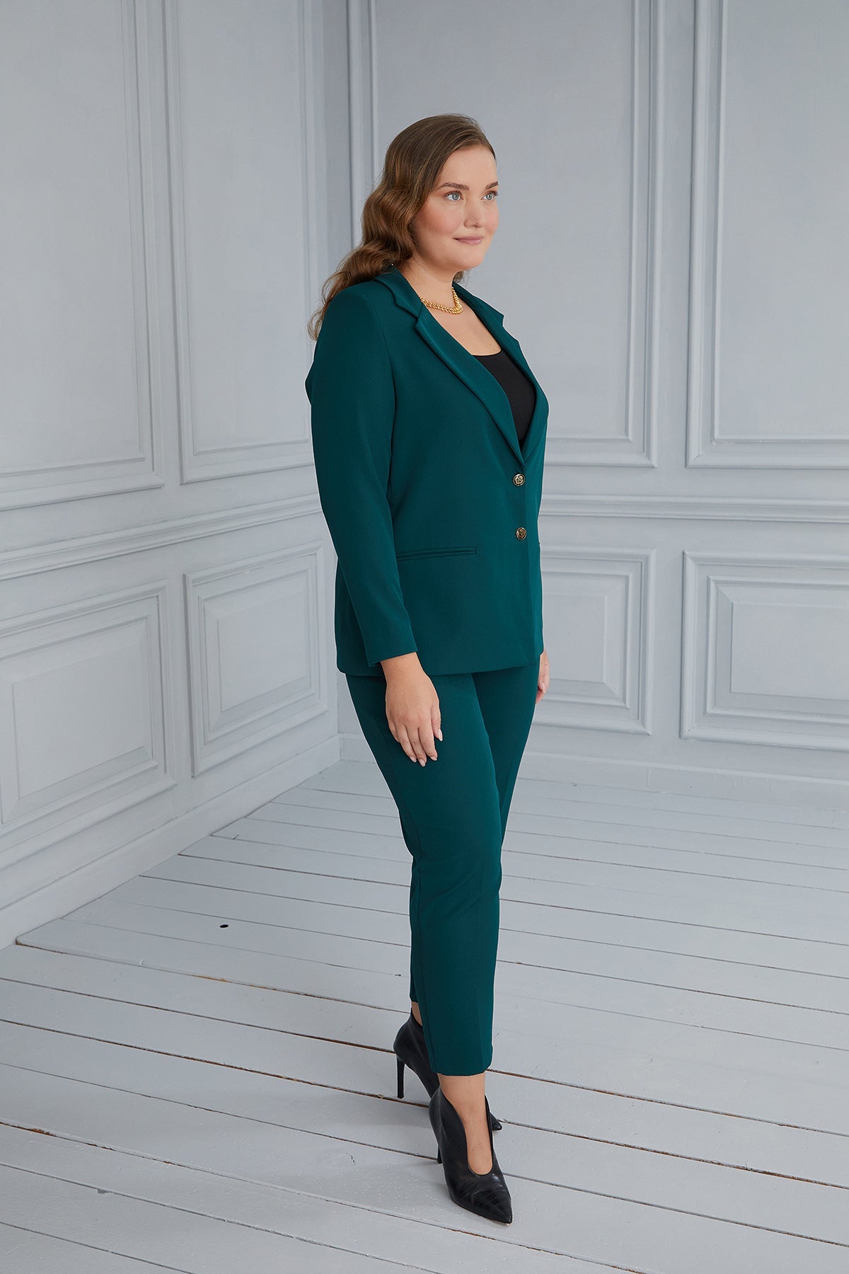 Sacou elegant cu captuseala si doi nasturi - verde