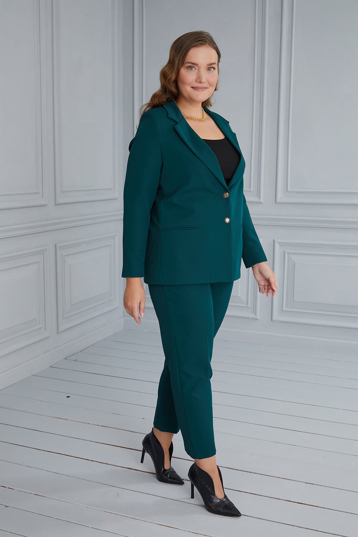 Sacou elegant cu captuseala si doi nasturi - verde