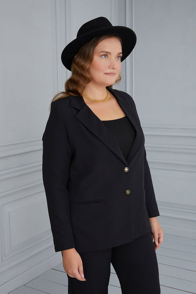 Sacou elegant cu captuseala si doi nasturi - negru
