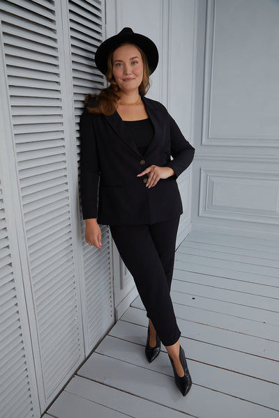 Sacou elegant cu captuseala si doi nasturi - negru
