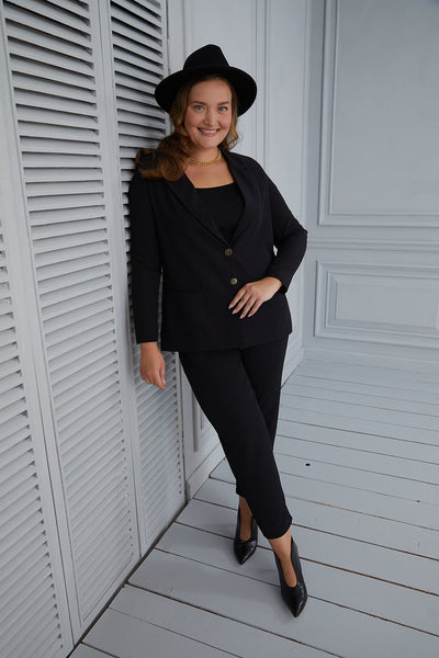 Sacou elegant cu captuseala si doi nasturi - negru