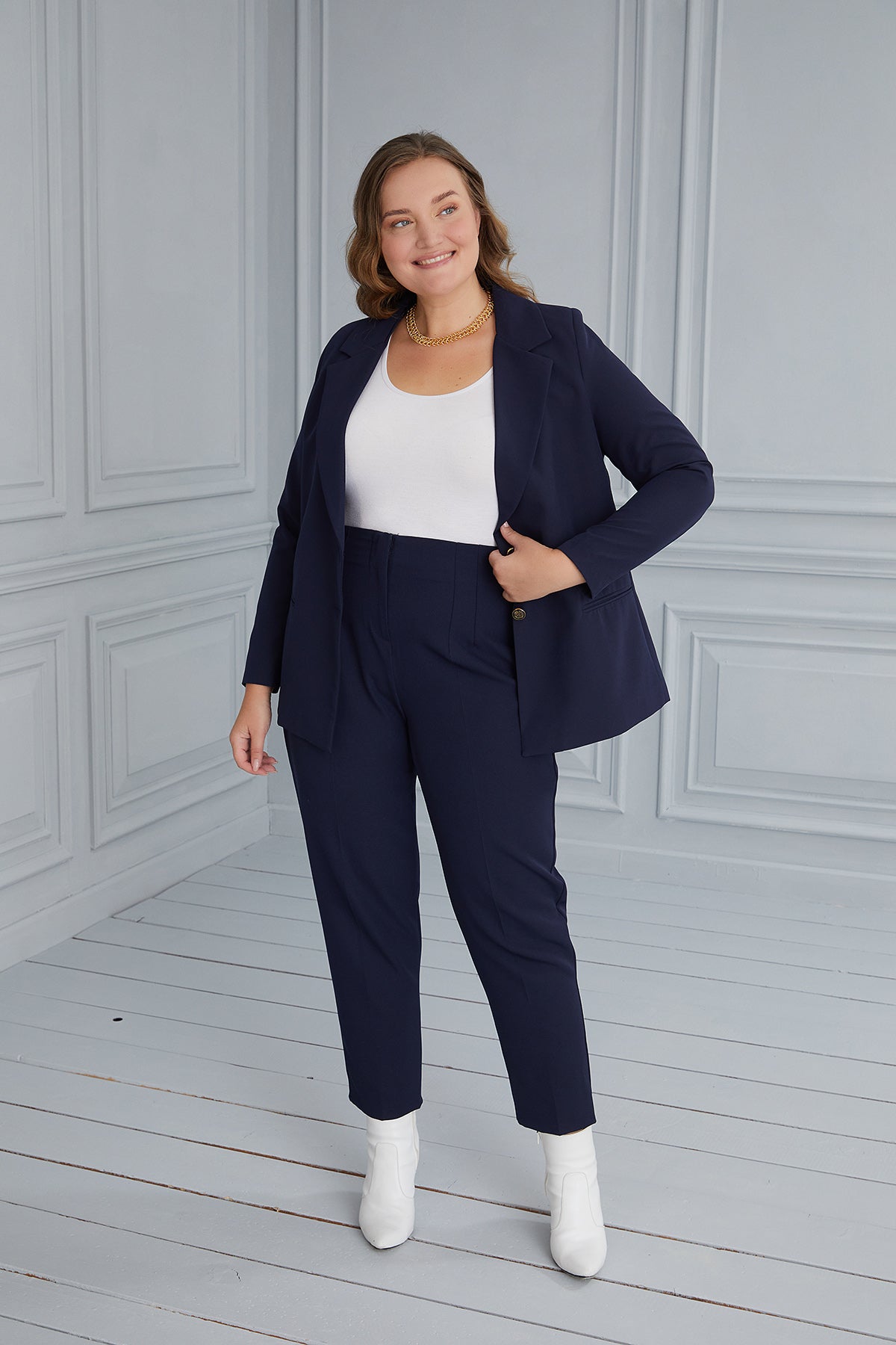 Sacou elegant cu captuseala si doi nasturi - albastru