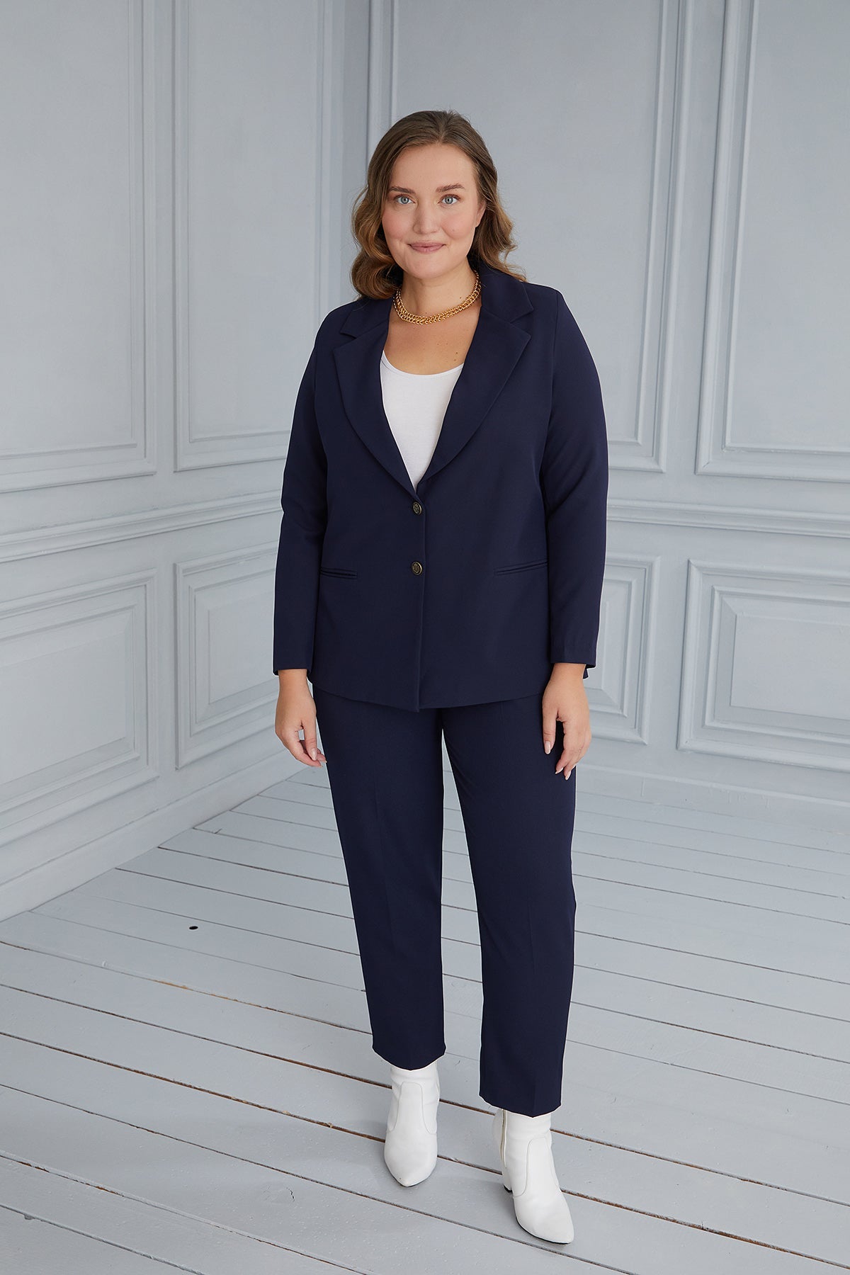 Sacou elegant cu captuseala si doi nasturi - albastru