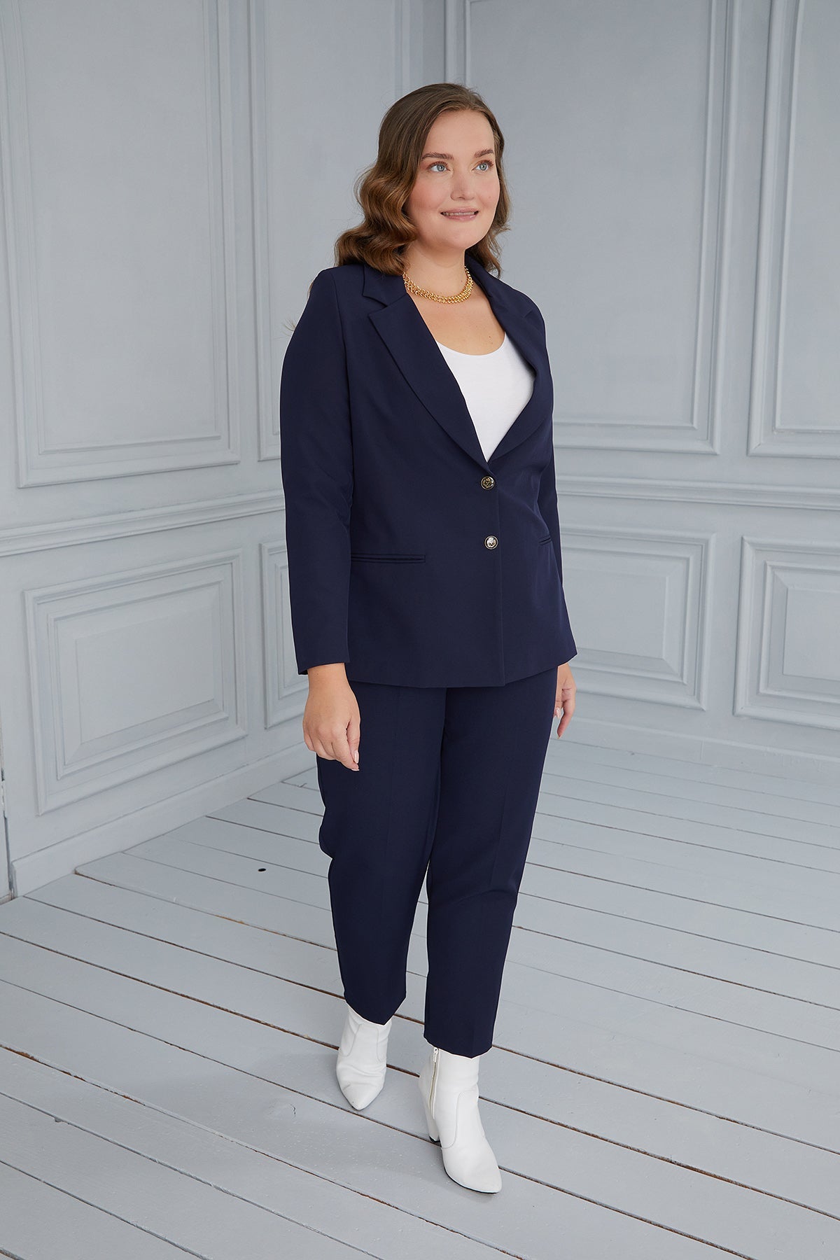 Sacou elegant cu captuseala si doi nasturi - albastru