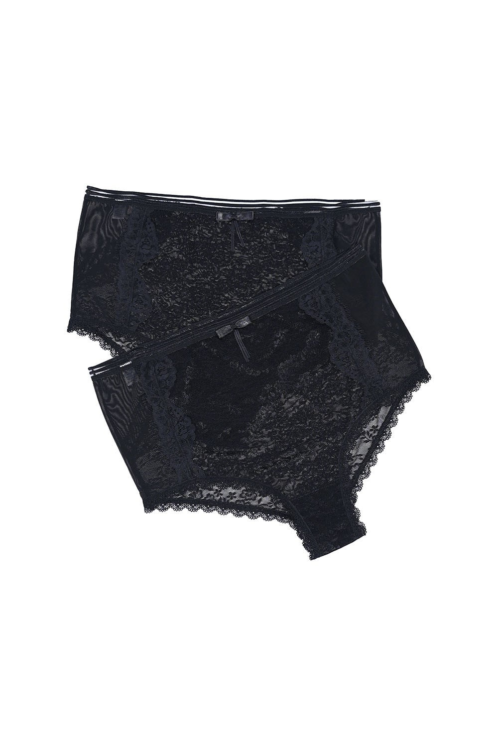 Chiloti marime mare din dantela de lux (2 buc.) - negru