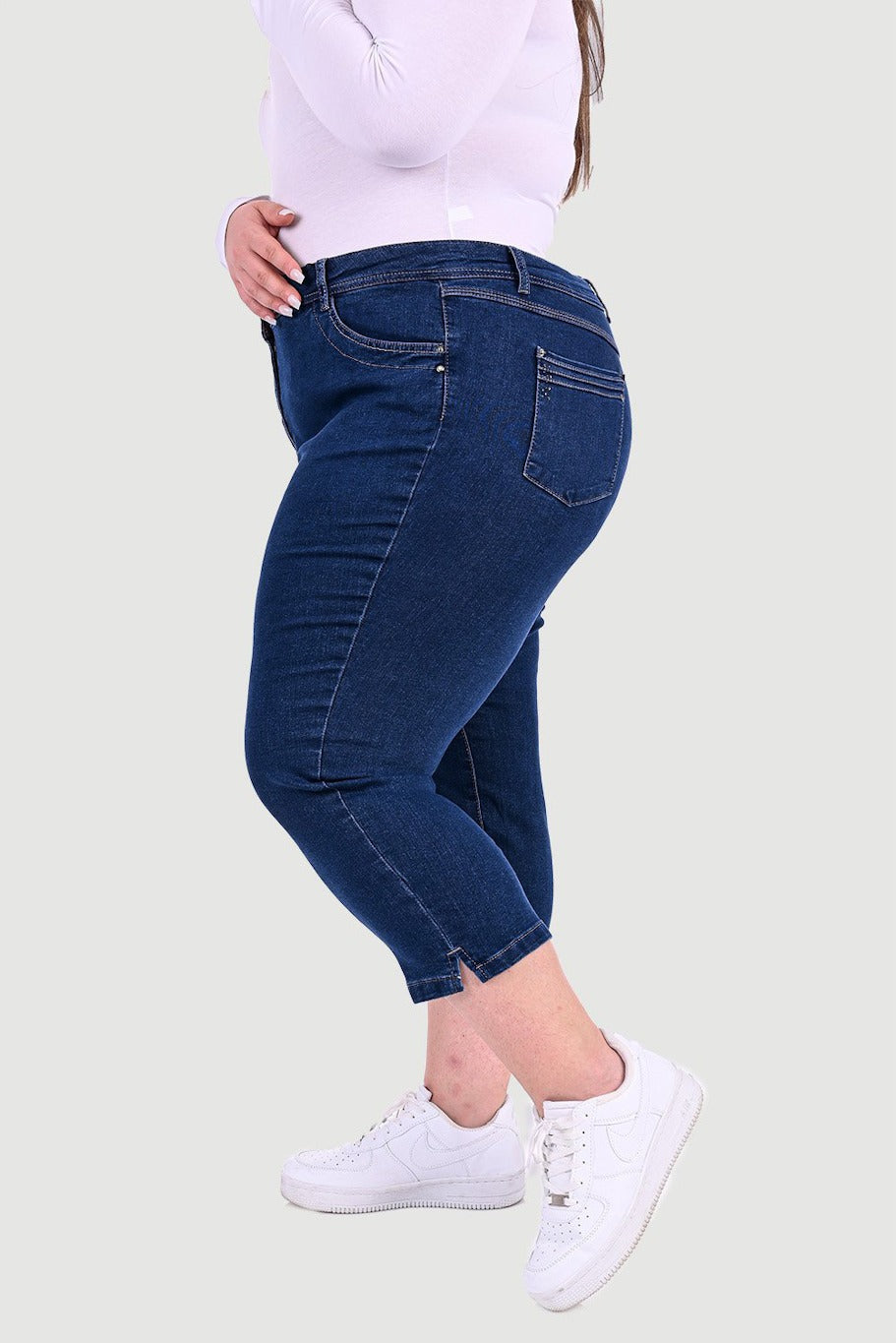 Blugi marime mare trei sferturi Rebecca - denim
