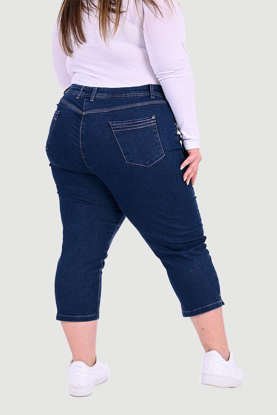 Blugi marime mare trei sferturi Rebecca - denim