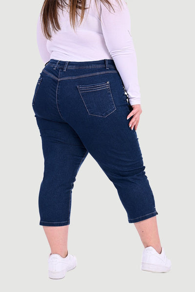 Blugi marime mare trei sferturi Rebecca - denim