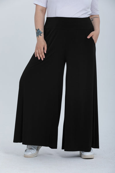 Fusta pantalon marime mare cu buzunare Polly - negru