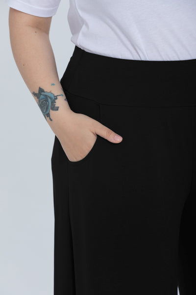 Fusta pantalon marime mare cu buzunare Polly - negru